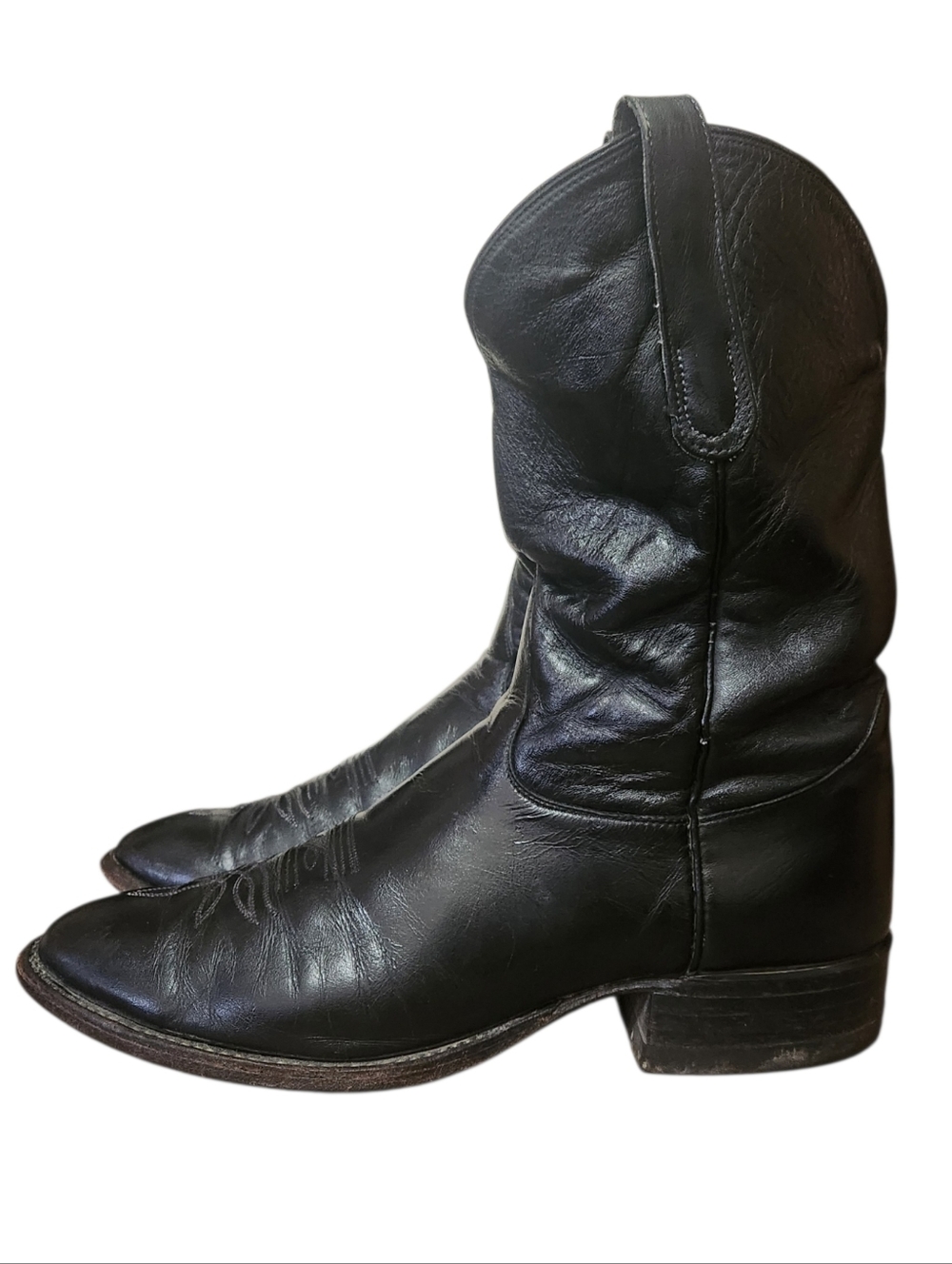 Vtg Tony Lama 2801 Men’s Western Cowboy Boots Size 10B Black Leather USA Classic - Picture 2 of 16